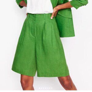 Boden Linen Wide Leg Green Shorts NWT Size 2